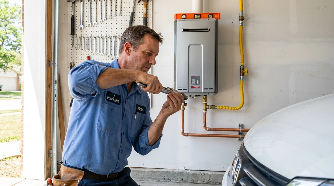 Tankless water heater installation by a Johns Plumbing LLC plumber in Lakefield